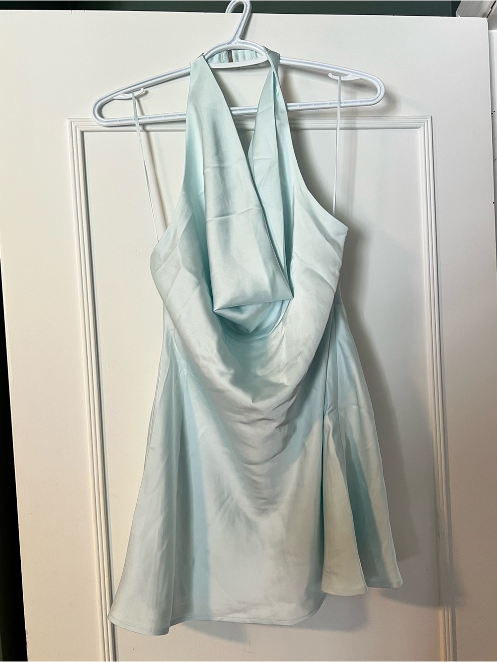 Light Blue Halter Satin Dress - Brand Unspecified
